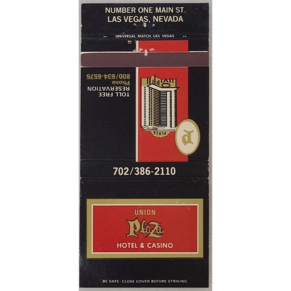 Vintage Union Plaza Hotel Casino Las Vegas Matchbook Cover Nevada NV